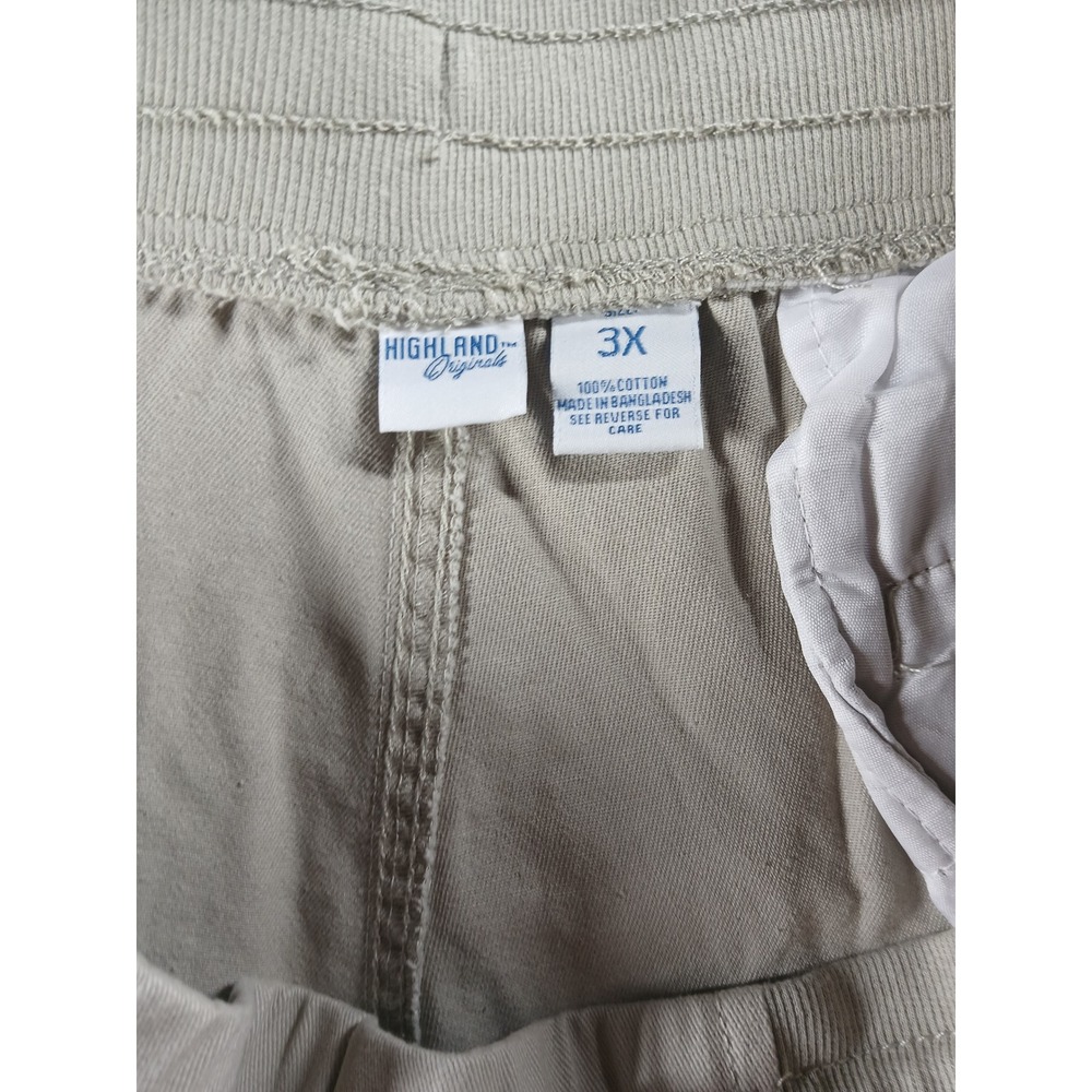Highland Originals Mens 3X Cargo Shorts KhakiTan Cotton Elastic Waist Drawstring - Picture 6 of 8